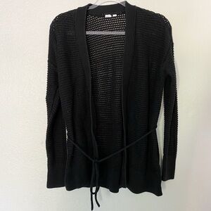 GAP Black Open Knit Tie Cardigan
